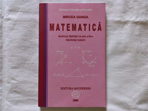 Mircea Ganga Matematica Manual Pentru Clasa A Ix A Trunchi Comun