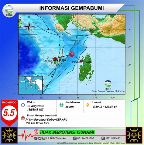 Gempa M 5 5 Guncang Kepulauan Aru MalukuTerkini