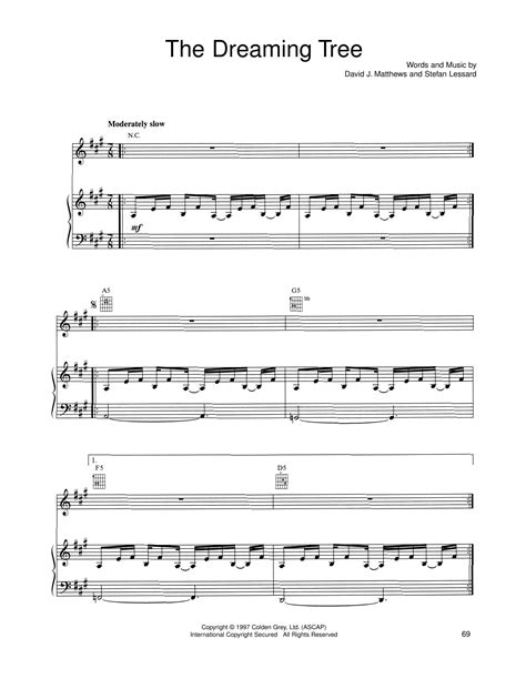 The Dreaming Tree By Dave Matthews Band Sheet Music For Piano Vocal