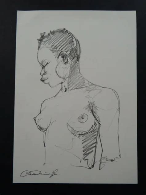 ORIGINAL EXPRESSIVE SKETCH Drawing Of A Female Nude Upper Body 24 99