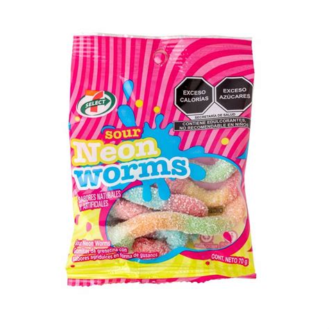 Gomitas Sour Neon Worms 7 Select 56 Gr 7 Eleven Grupo Iconn