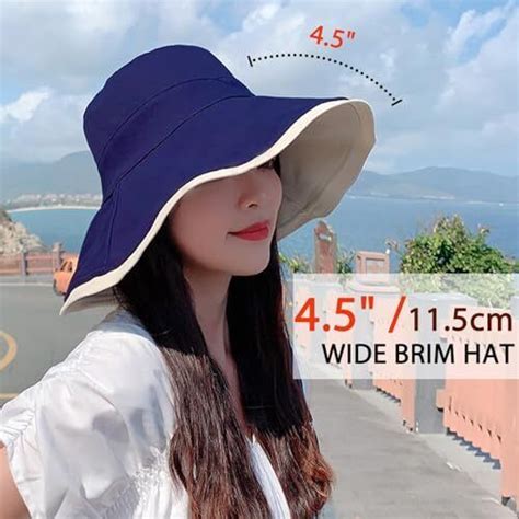 7 Women S Wide Brim Sun Hat Large Foldable Uv Protective Sun One Size Blue Ebay