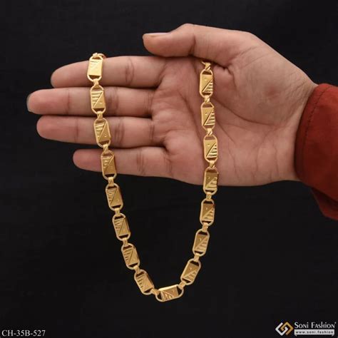 Gram Gold Forming Nawabi Artisanal Design Gold Plated Chain For Men