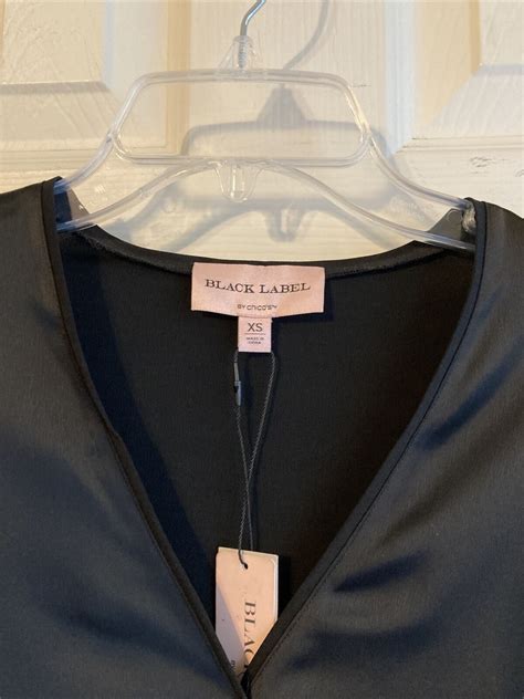 Black Label By Chico S Black Satin Long Sleeve Day To Night Top Size Xs