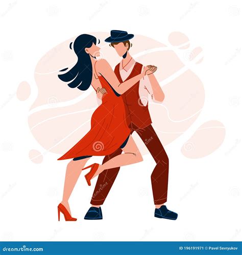 Salsa Dancing Performing Dancers Couple Vector Illustration Stock