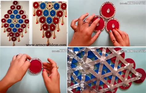 How To Make Wall Hanging From Old Bangles And Cloth Art Craft Ideas