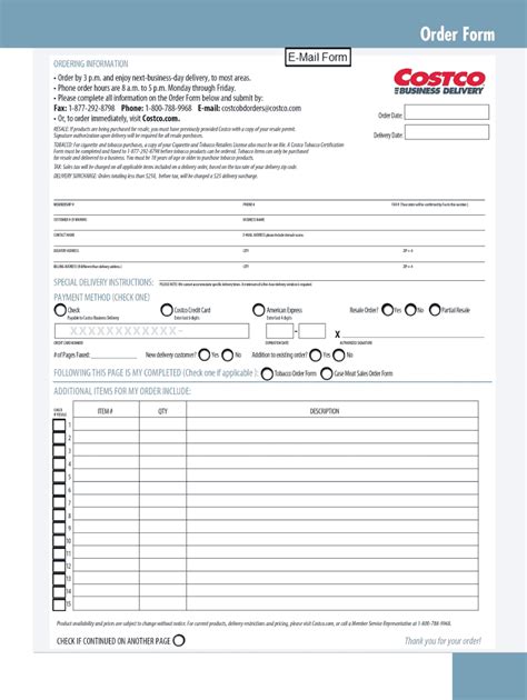 Fillable Online Costco Business Delivery Order Bformb Costco Business Center Fax Email Print