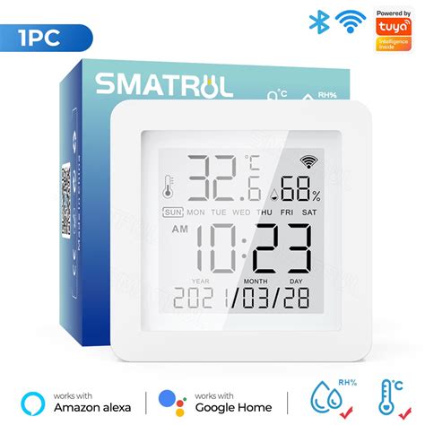 Smatrul Tuya Wifi Temperature Humidity Sensor Mirror Screen Led Digital