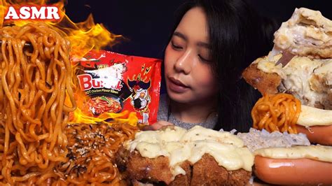 ASMR Samyang Nuclear FIRE Noodles Super Cheesy CHEESE Chicken Katsu