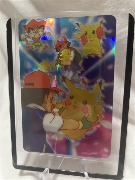 Mavin Vintage Pokemon Ash Pikachu Meowth Vending Machine Holo Sticker