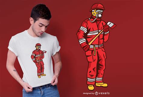 Male Firefighter T-shirt Design Vector Download