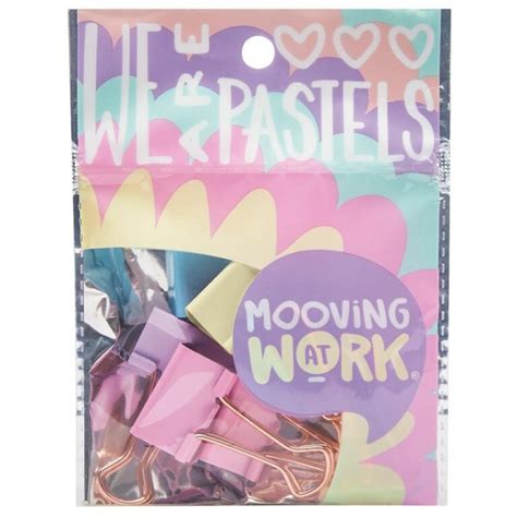 MOOVING PASTEL BINDER CLIPS X 6 PaperStop