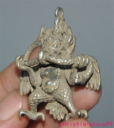 Old Tibet Buddhism Tibetan Silver Redpoll Winged Garuda Bird Eagle