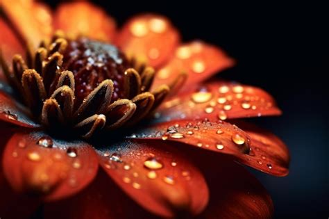 Premium Ai Image A Red Flower With Water Drops On It