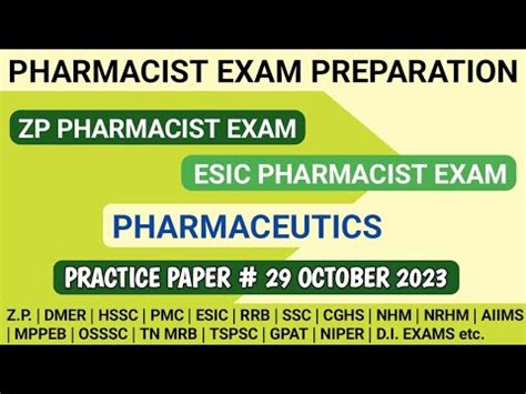 Pharmaceutics MCQS Pharmacist Exam Preparation ESIC Pharmacist Exam