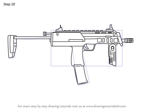 How to Draw MP7 SMG from Rainbow Six Siege (Rainbow Six Siege) Step by Step ...