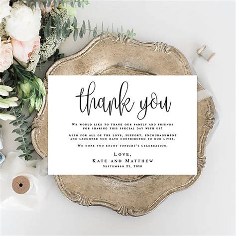 Wedding Thank You Notes Printable Templates Editable Thank You Etsy