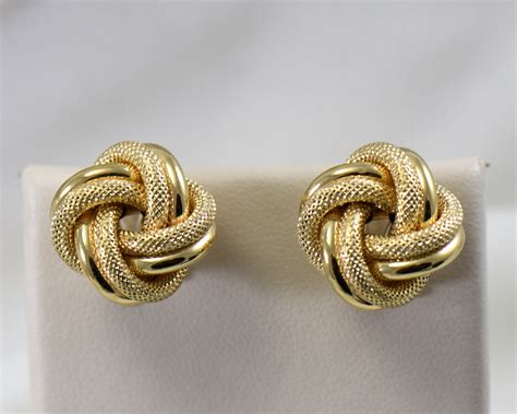 Vintage Yellow Gold Love Knot Earrings with Omega Backs | Exquisite ...