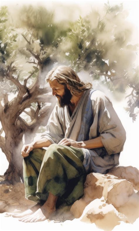 Jesus Under An Olive Tree Watercolor Painting On Behance