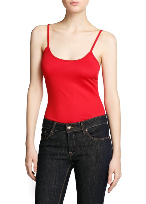 Mango Spaghetti Strap Essential Top in Red | Lyst