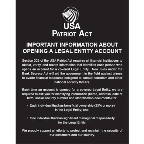 Patriot Act Wall Sign With Flag Important Information Beneficial