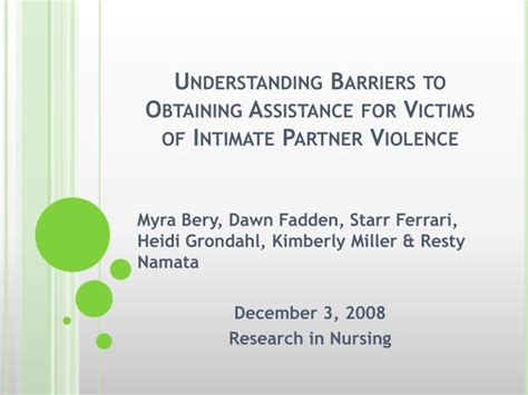 Ppt Understanding Barriers To Obtaining Assistance For Victims Of