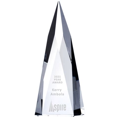 Super Spire Crystal Obelisk Award Engraved Glass Peak Statue