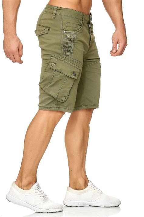 Herren Bermuda Cargo Chino Shorts Stretch Jeans Kurze Capri Hose Sommer