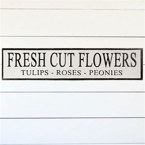 Enamel Fresh Cut Flowers Sign | Antique Farmhouse