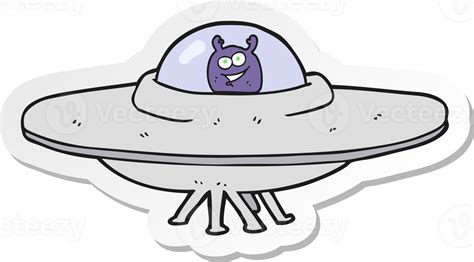 Sticker Of A Cartoon Flying Saucer Png