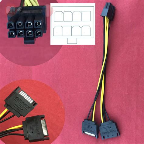 Câble Adaptateur alimentation SATA vers carte graphique 8 pins PCI E 8