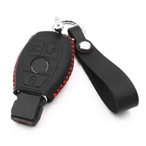 Black Leather For Mercedes Benz CLK GLK CLA CLS GLA GLC 4 Buttons Key