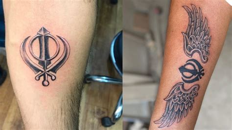 Khanda With Lion Tattoo Designs