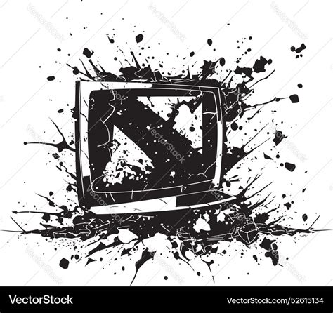 Fractured Flatpanel Graphic Of Smashed Tv Vector Image