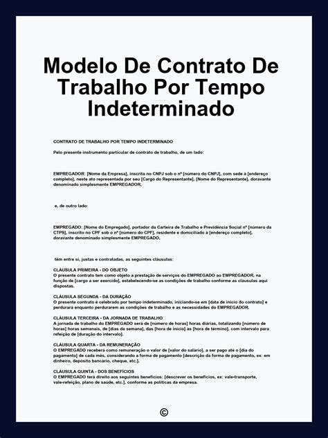 Modelo De Contrato De Trabalho Por Tempo Indeterminado