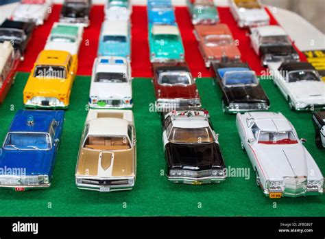 Lviv, Ukraine - March 7, 2021 - group of retro model toy cars - yellow ...