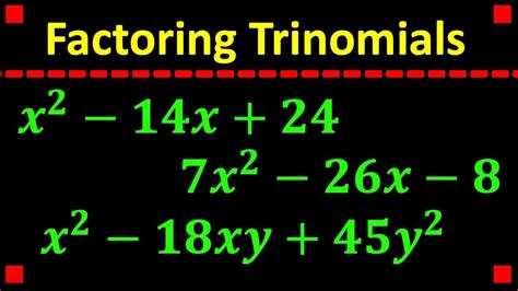 Factoring Trinomials X 2 Ax 2 And In 2 Variables Youtube