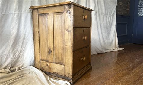 Antique Pine Bedside Drawers Quintessential Duckeggblue