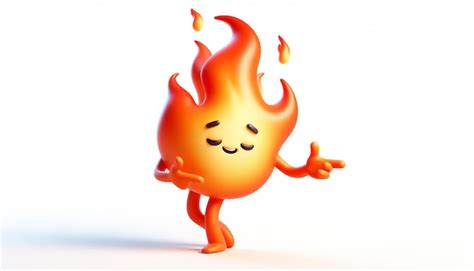 premium photo  funny cartoon fire flame isolated  white background