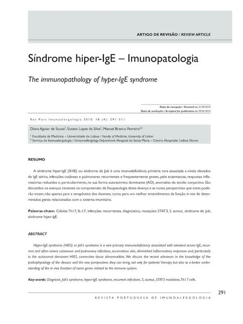 Pdf S Ndrome Hiper Ige Imunopatologia Candida Albicans Levando