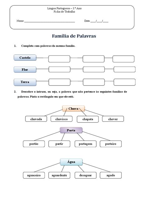 Como Separar A Palavra Família - Familia Palavras | PDF