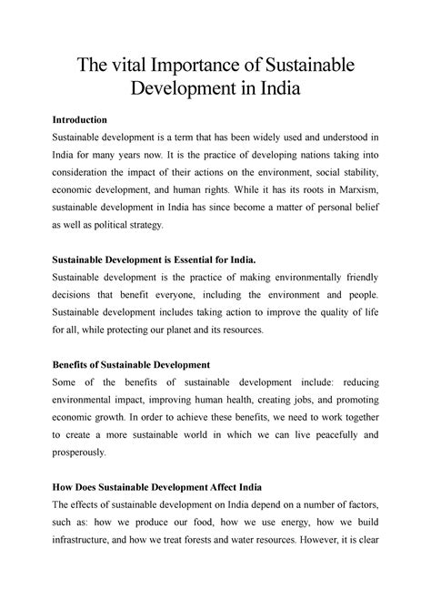 The Vital Importance Of Sustainable Development In India The Vital