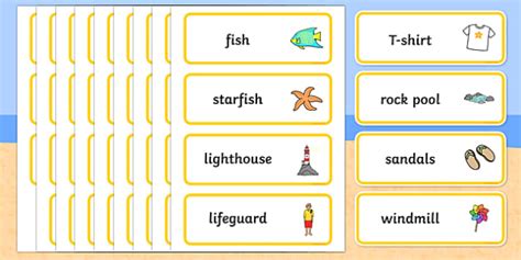 Seaside Word Cards Seaside Vocabulary Teacher Made