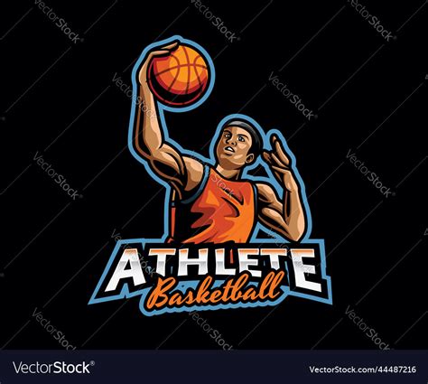 Basketball athlete mascot logo design Royalty Free Vector