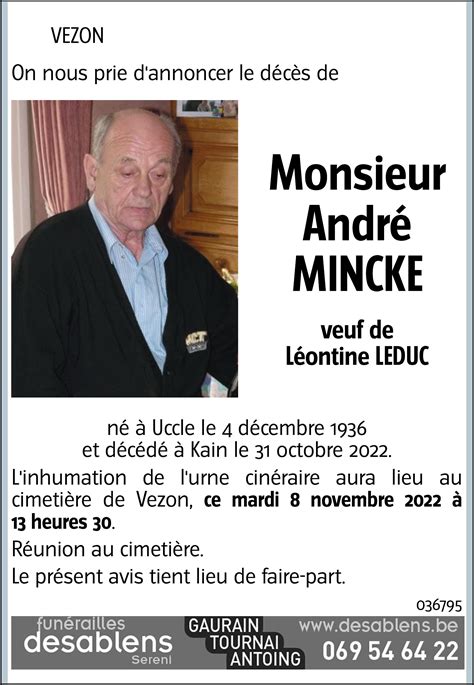 Andr Mincke Avis N Crologique Lavenir Net