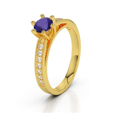 Gold Platinum Round Cut Sapphire And Diamond Engagement Ring Agdr 1181