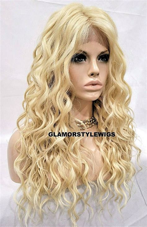 FREE PART HUMAN HAIR BLEND LACE FRONT FULL WIG LONG LAYERED CURLY