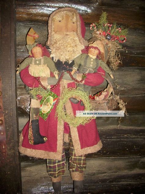 Primitive Handmade Folk Art Christmas Santa Doll