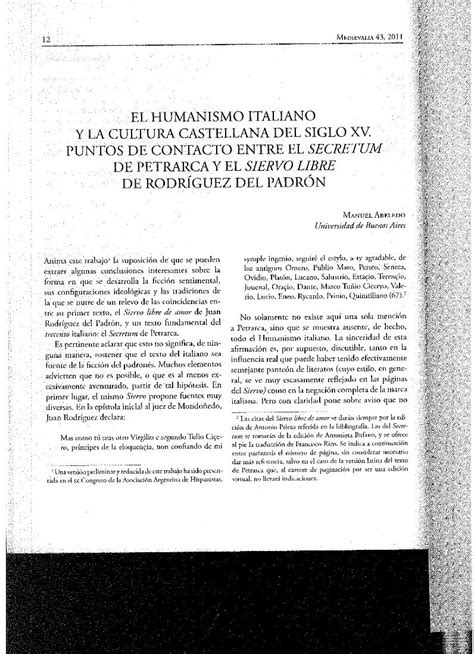 Pdf El Humanismo Italiano Y La Cultura Castellana Del Siglo Xv