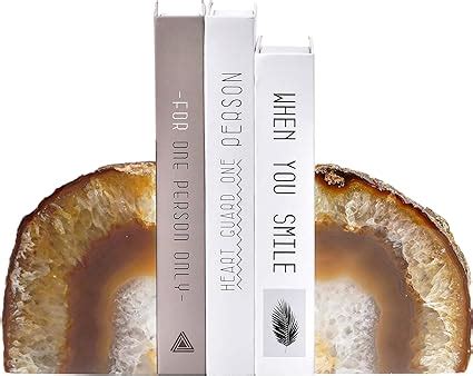 Amazon AMOYSTONE Natural Agate Bookends For Shelves Stone Book